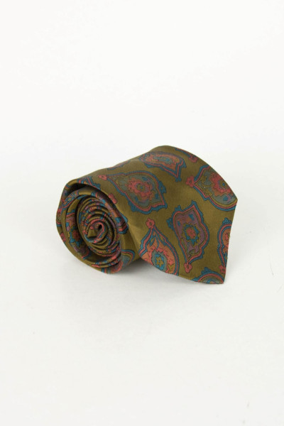 Olive patterned tie 18825