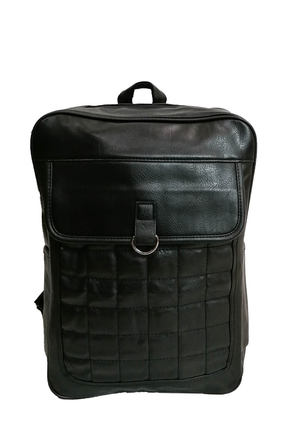 Men's Black Leatherette Quilted Backpack DR1903