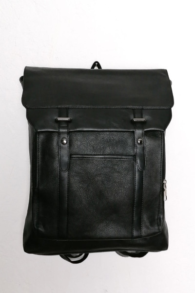Men's Black Leatherette Backpack With Pocket DR2006E