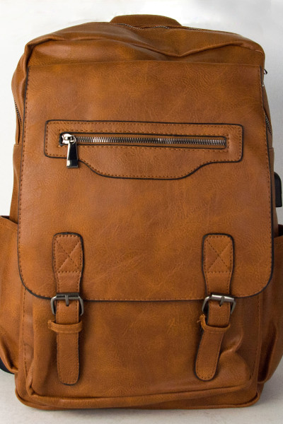 Men's Camel Back Pack leatherette with external pocket A2200Q