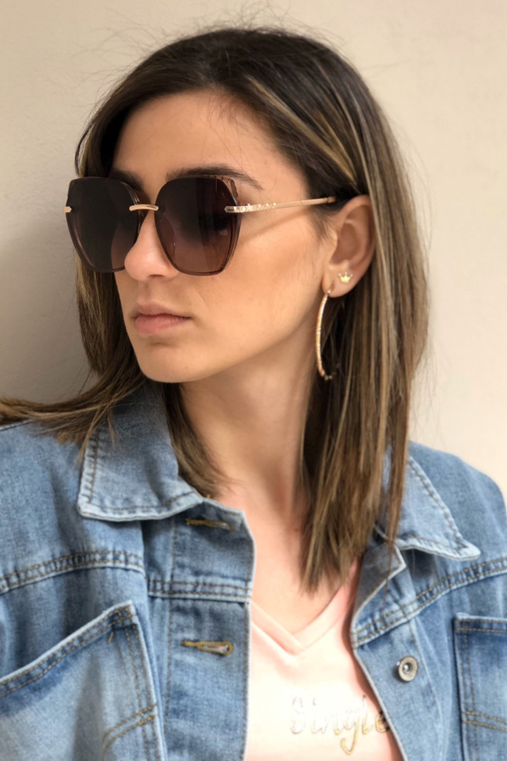 Women's Brown Gradient Sunglasses with Brown Light Frame Premium S1105B