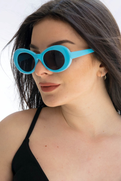 Γυναικεία γαλάζια οβάλ γυαλιά ηλίου μονόχρωμα Luxury S5700T