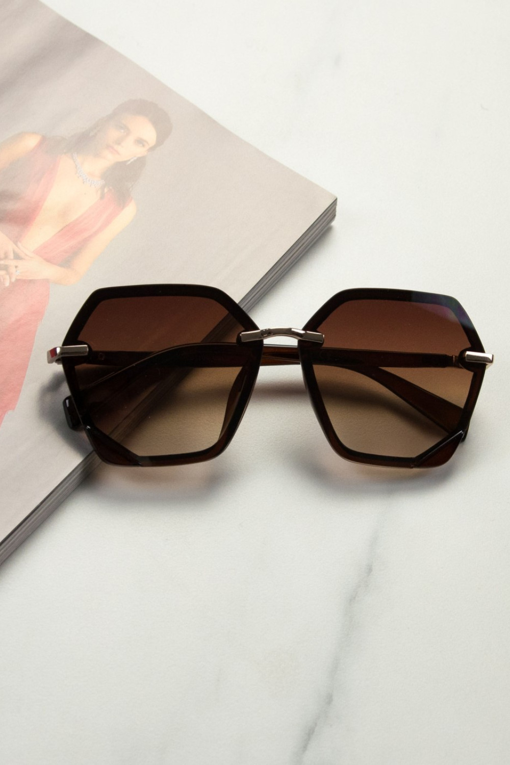 Women's Dark Brown Gradient Premium Sunglasses S1104