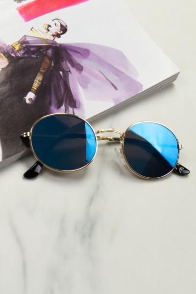 Women's Blue Oval Mirror Sunglasses Luxury LS3063