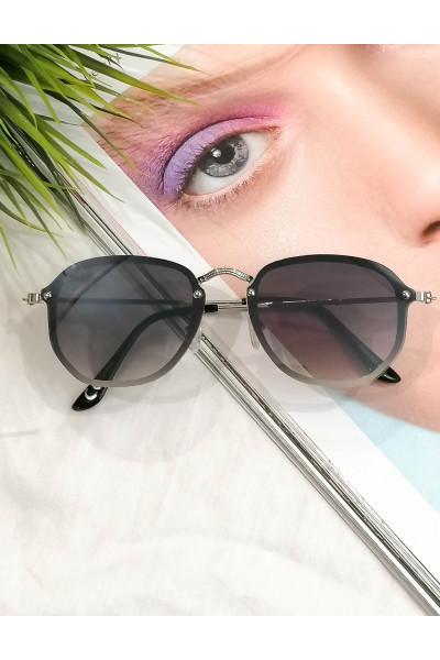 Women's Black Gradient Sunglasses with Silver Metal Frame Luxury S7127L