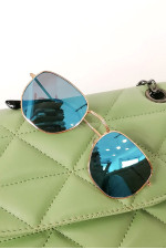 Women's blue polygon mirror sunglasses with gold frame Luxury LS3065