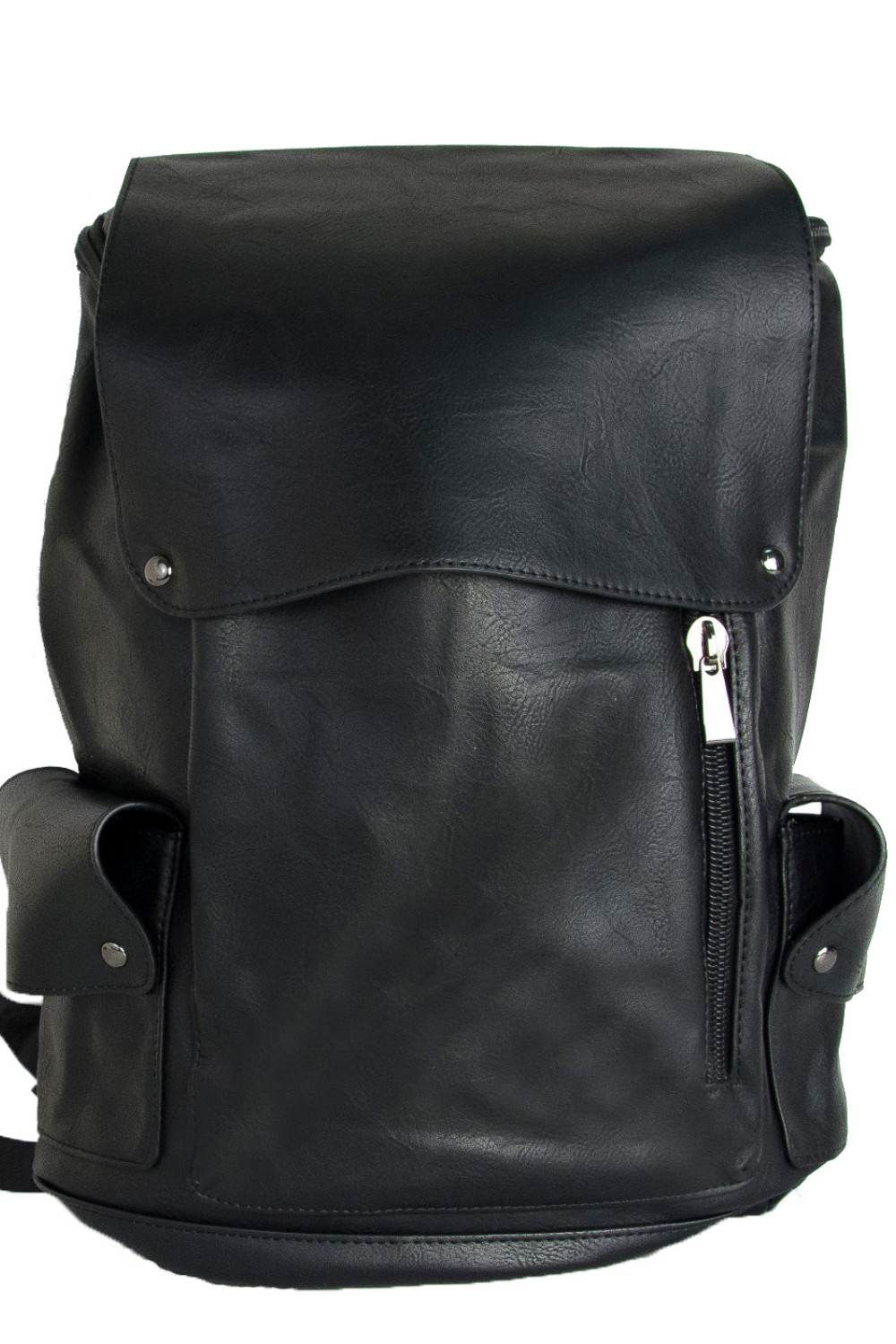 Ανδρικό μαύρο Backpack δερματίνη με τσεπάκια S905