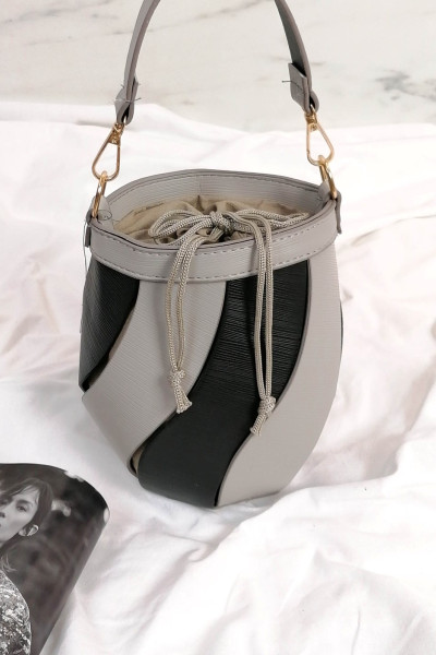 Women's gray two-tone pouch bag 210347G