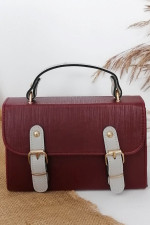 Women's burgundy two-tone handbag 210351B