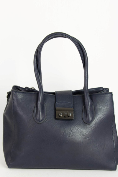 Women's blue shoulder bag with magnetic closure 18015F