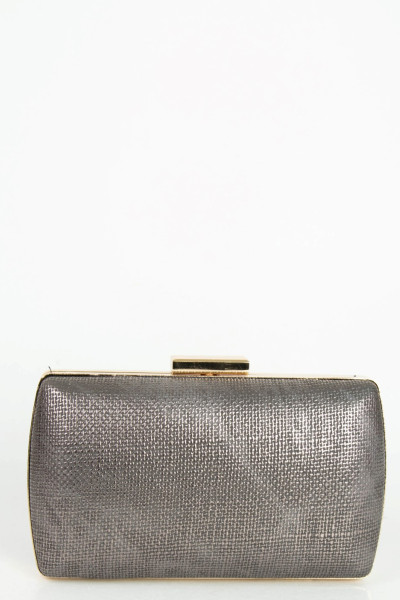 Women's gray metallic handbag Hardcase Clutch JK08G