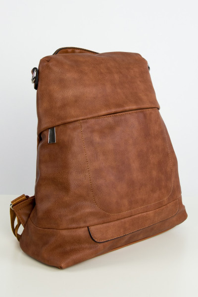 Women's brown Leatherette Backpack with lid CK556X