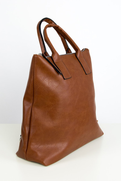 Women's brown leather shoulder-back bag CK52261