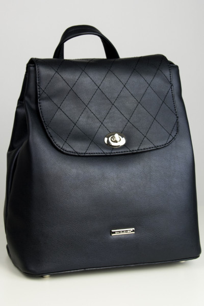 David Jones Women's Black Leatherette Backpack CM5610