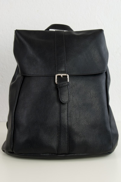 Women's Black Leatherette Back Pack with Cap CK5606Z