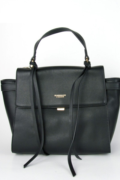 Women's black classic shoulder bag with leatherette handle DJX17021W