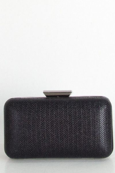 Women's Black Hardcase Clutch Glitter Handbag DA2519N