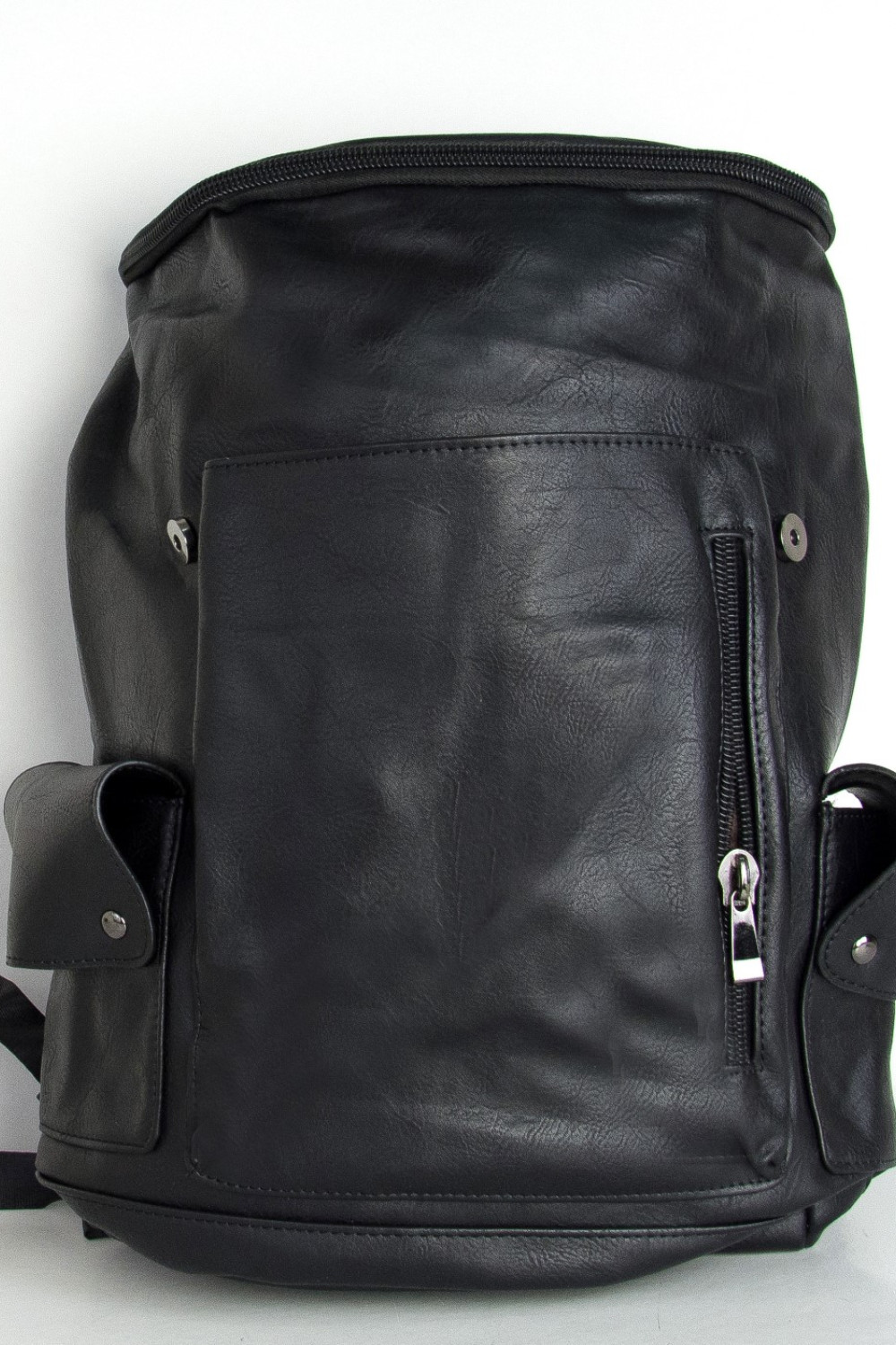 Ανδρικό μαύρο Backpack δερματίνη με τσεπάκια S905