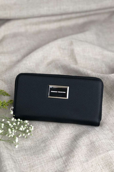 Women's black leather wallet DFX16933