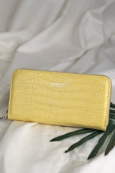 Γυναικείο κίτρινο πορτοφόλι με φερμουάρ DFX18922