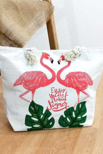 Women's off-white printed beach bag 201908