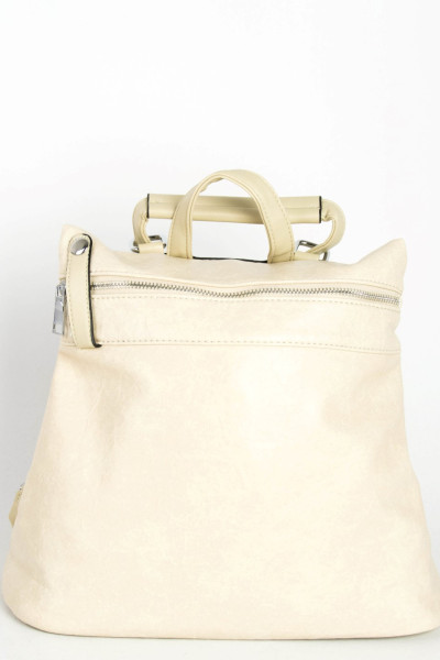 Women's beige backpack monochrome leatherette A297W